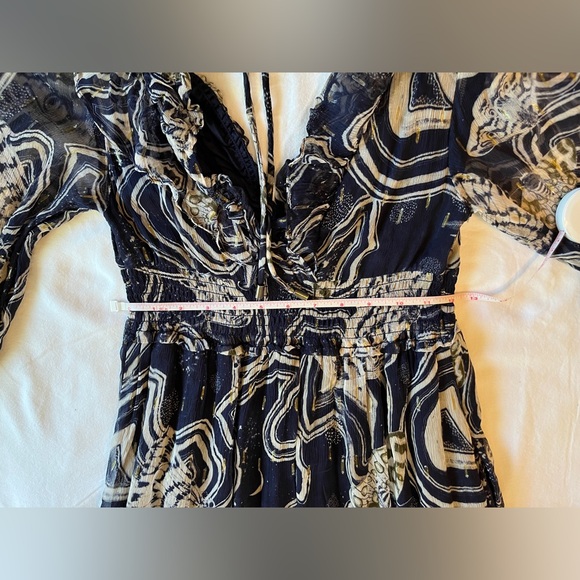 Anthropologie by Painter Johnson V-neck Textured Midi Dress Navy Size XSP NWT - Picture 7 of 9